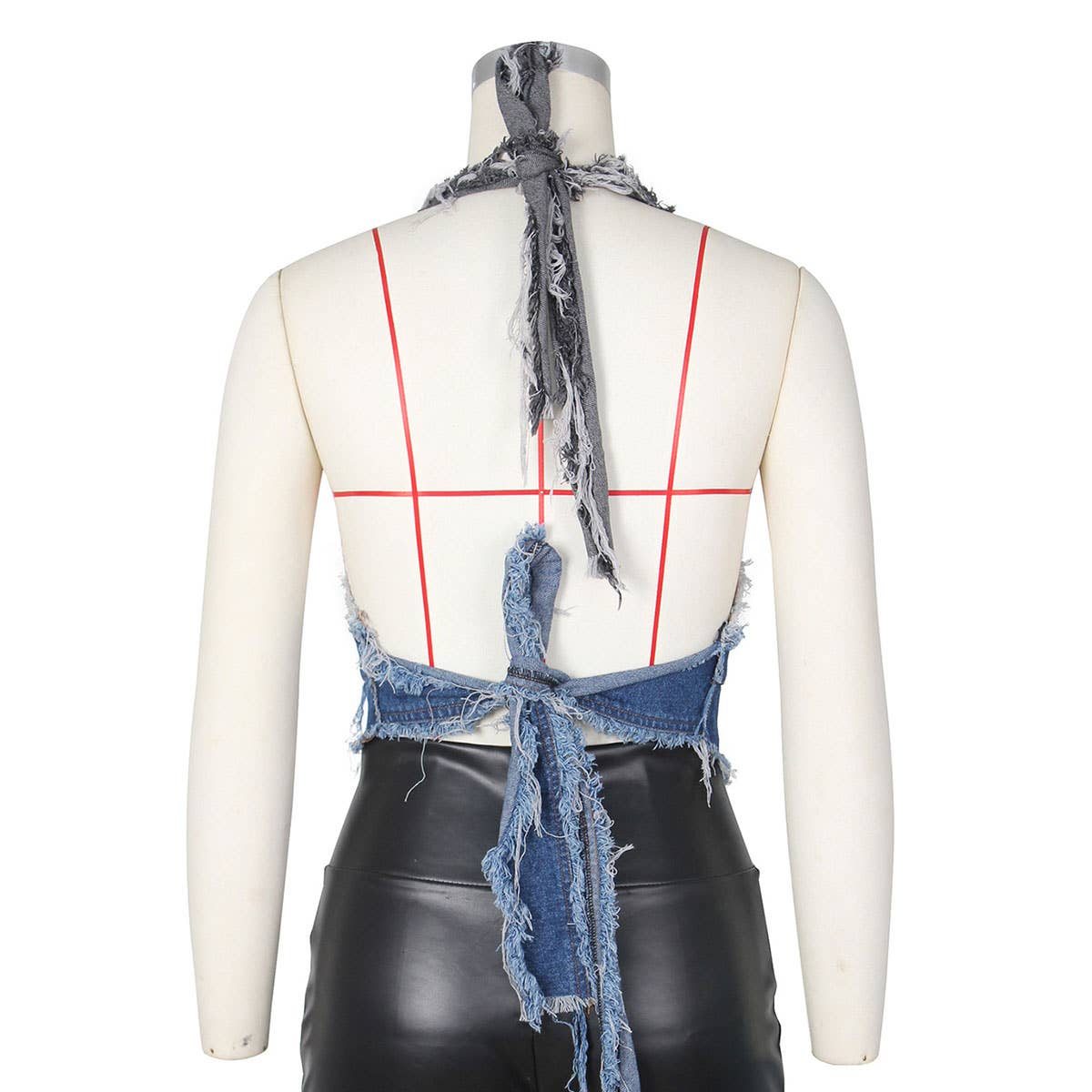 WOMEN SEXY CONTRASTING COLOR SUSPENDER DENIM VEST_CWJV0010
