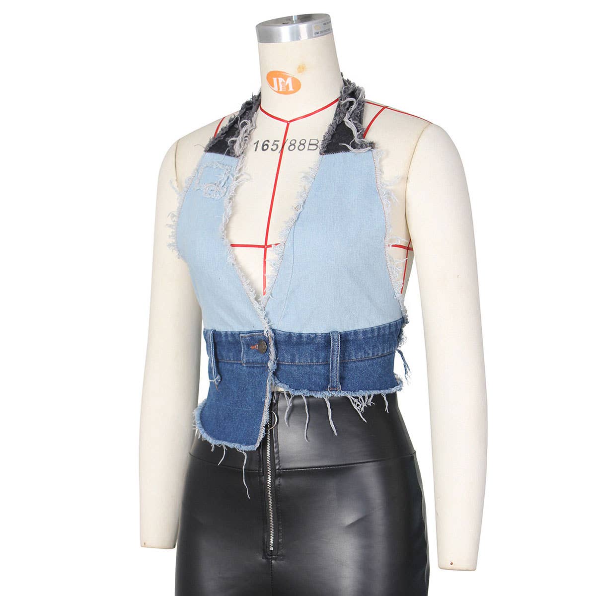 WOMEN SEXY CONTRASTING COLOR SUSPENDER DENIM VEST_CWJV0010